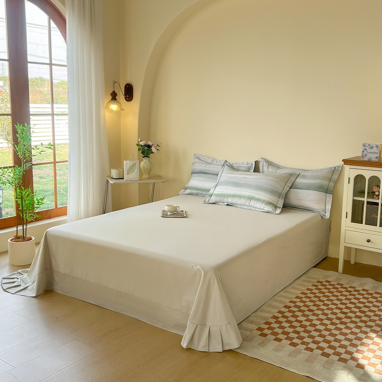 91家纺网 家纺一手货源 找家纺 帛美家纺 2026新款小清新全棉纯棉印花四件套 印象风范