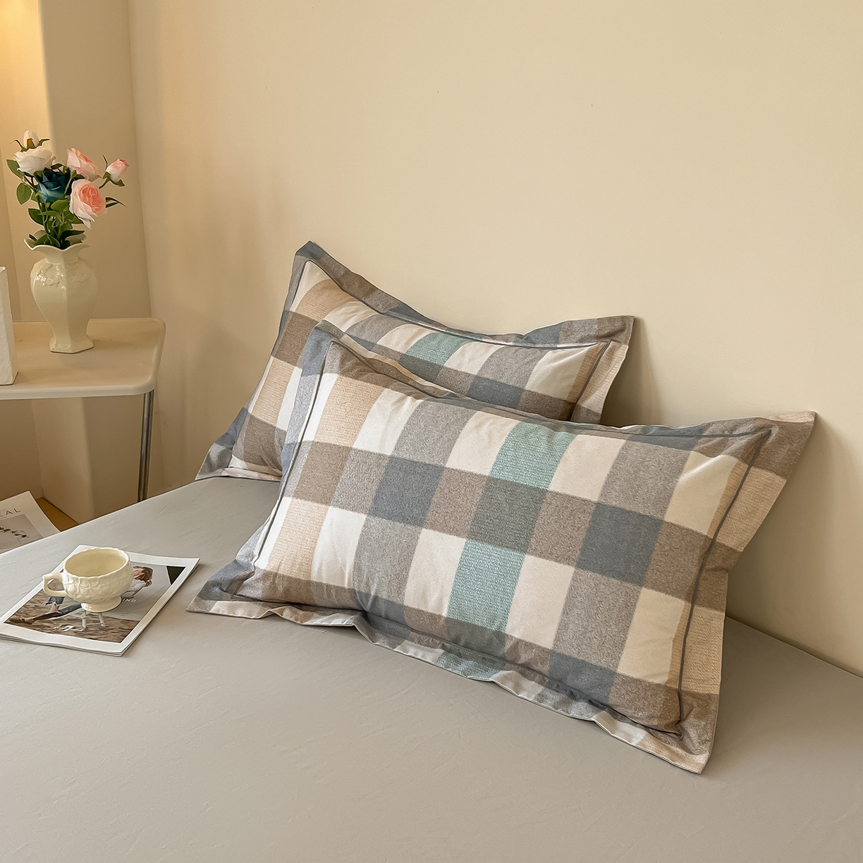 91家纺网 家纺一手货源 找家纺 帛美家纺 2026新款小清新全棉纯棉印花四件套 英伦风调