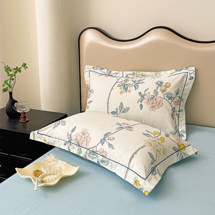 91家纺网 家纺一手货源 找家纺 帛美家纺 2026新款小清新全棉纯棉印花四件套 悠若花园