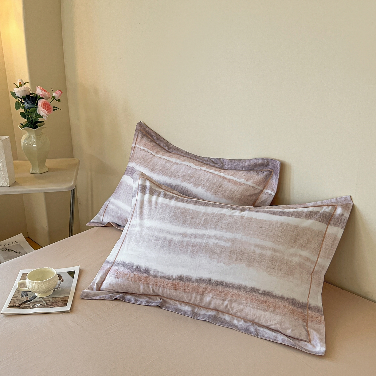 91家纺网 家纺一手货源 找家纺 帛美家纺 2026新款小清新全棉纯棉印花四件套 月冉星河