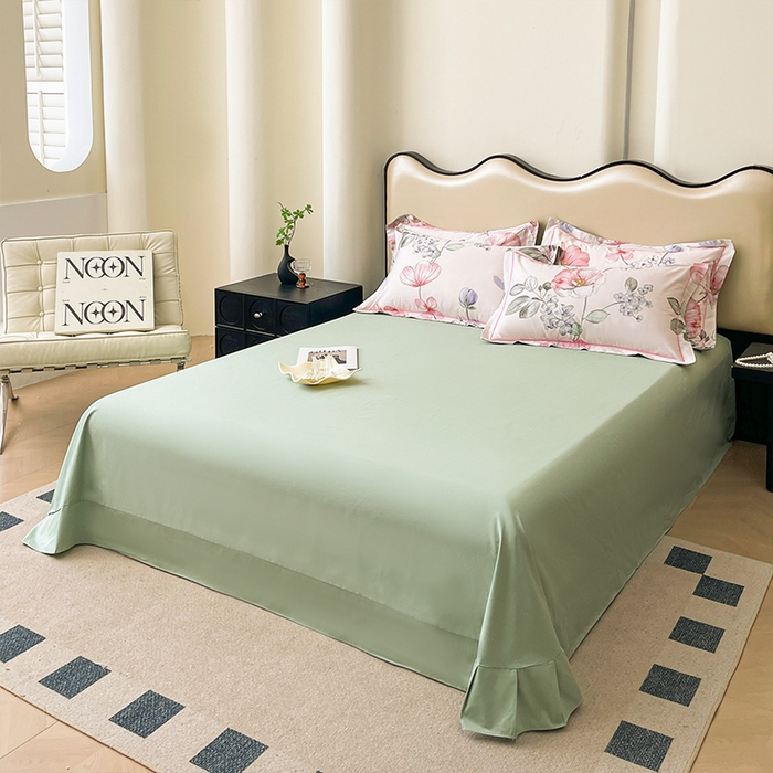 91家纺网 家纺一手货源 找家纺 帛美家纺 2026新款小清新全棉纯棉印花四件套 枝意