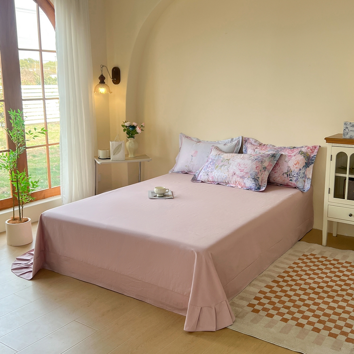 91家纺网 家纺一手货源 找家纺 帛美家纺 2026新款小清新全棉纯棉印花四件套 竹息