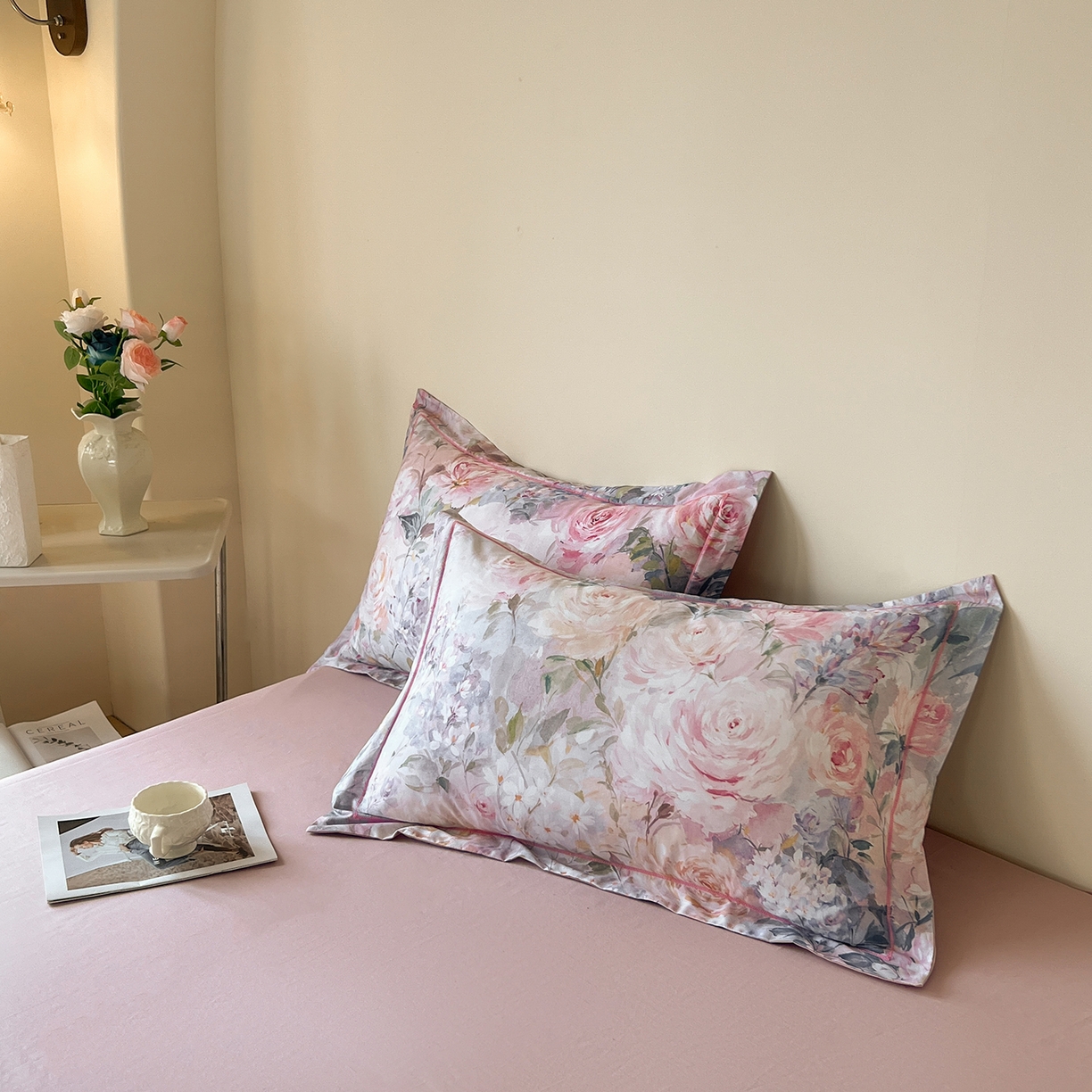 91家纺网 家纺一手货源 找家纺 帛美家纺 2026新款小清新全棉纯棉印花四件套 竹息