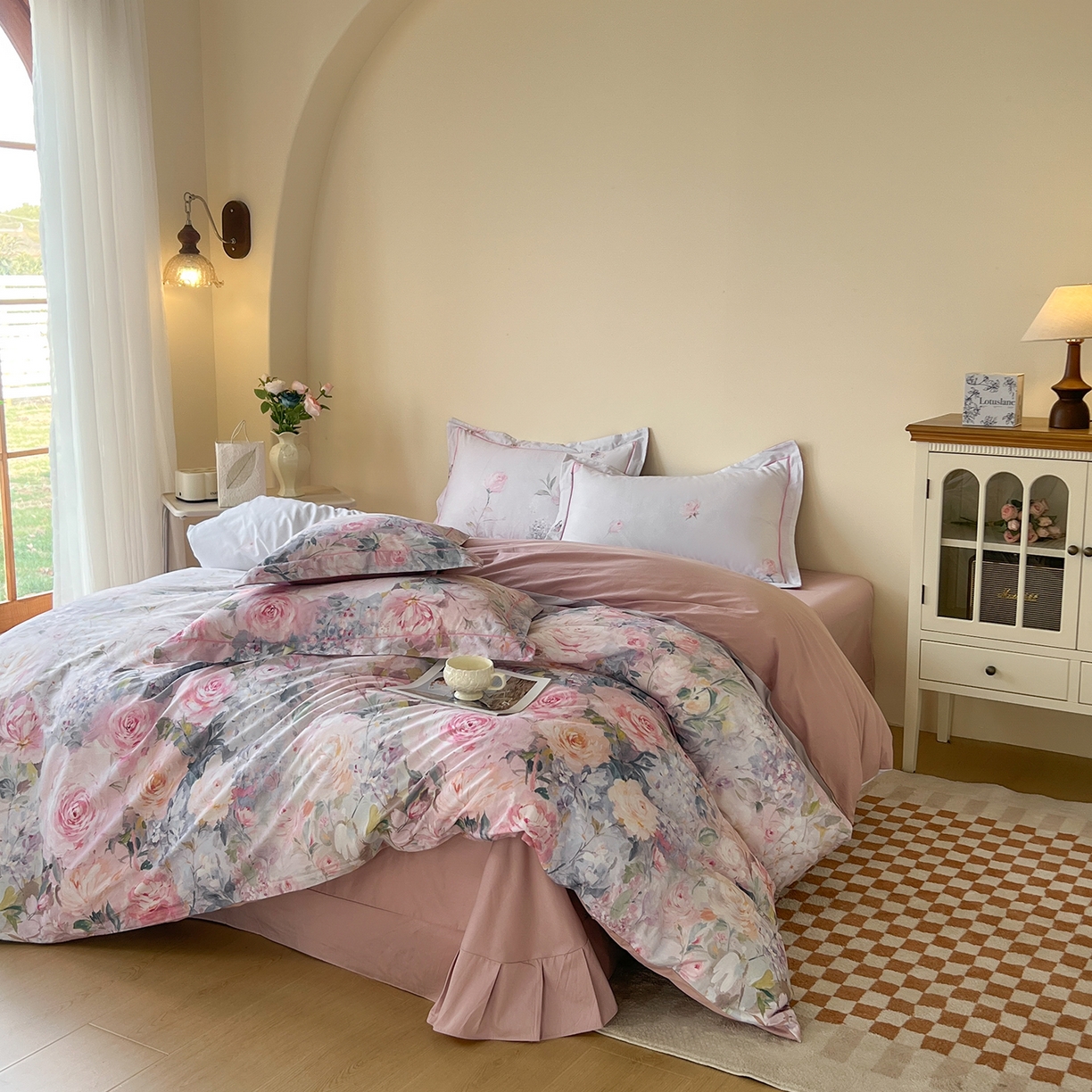 91家纺网 家纺一手货源 找家纺 帛美家纺 2026新款小清新全棉纯棉印花四件套 竹息