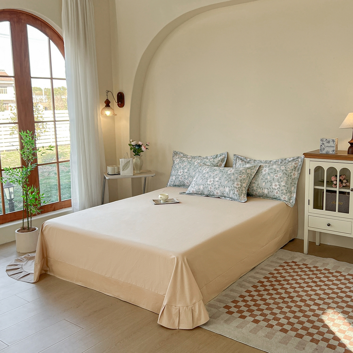 91家纺网 家纺一手货源 找家纺 帛美家纺 2026新款小清新全棉纯棉印花四件套 左岸花开