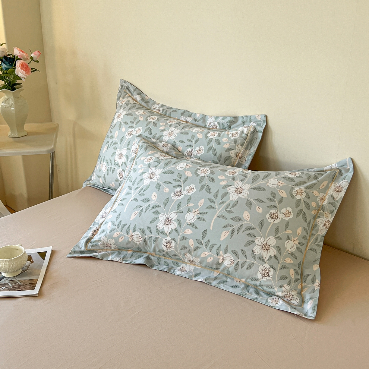 91家纺网 家纺一手货源 找家纺 帛美家纺 2026新款小清新全棉纯棉印花四件套 左岸花开