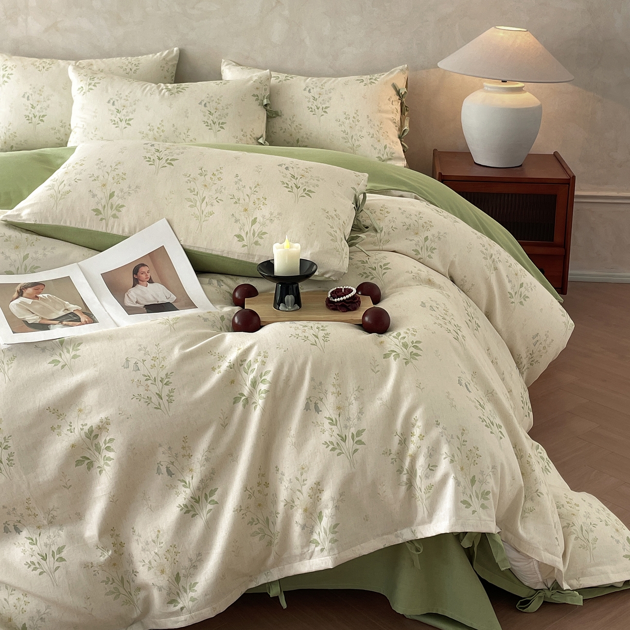 91家纺网 家纺一手货源 找家纺 （总）沐棉家居 2026春夏新款绑带蝴蝶结棉麻四件套