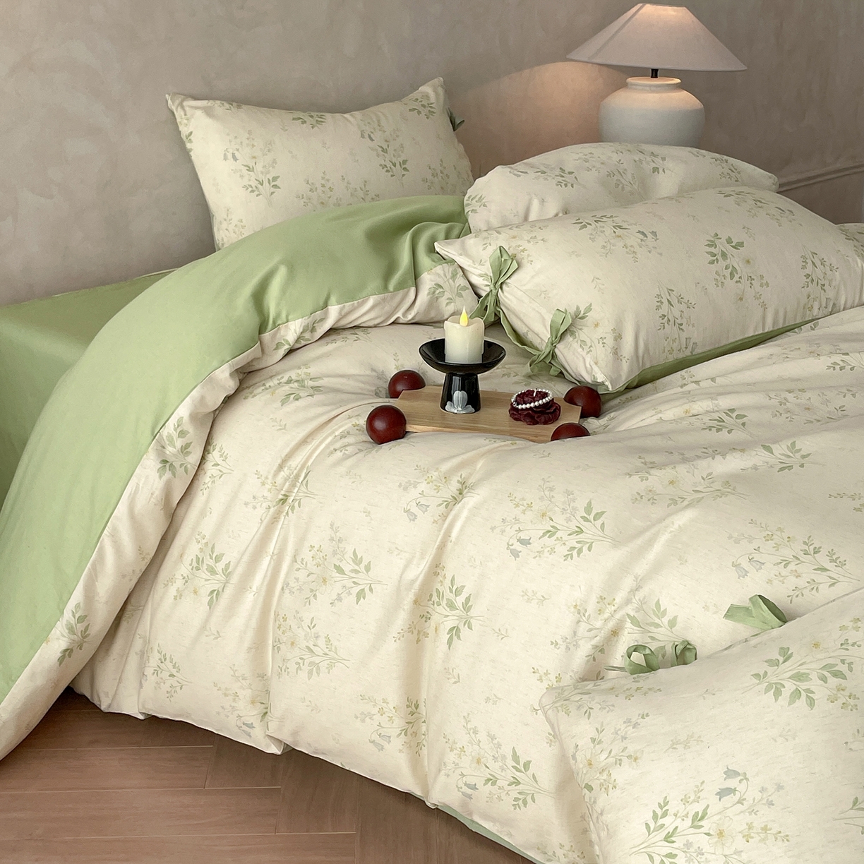 91家纺网 家纺一手货源 找家纺 （总）沐棉家居 2026春夏新款绑带蝴蝶结棉麻四件套