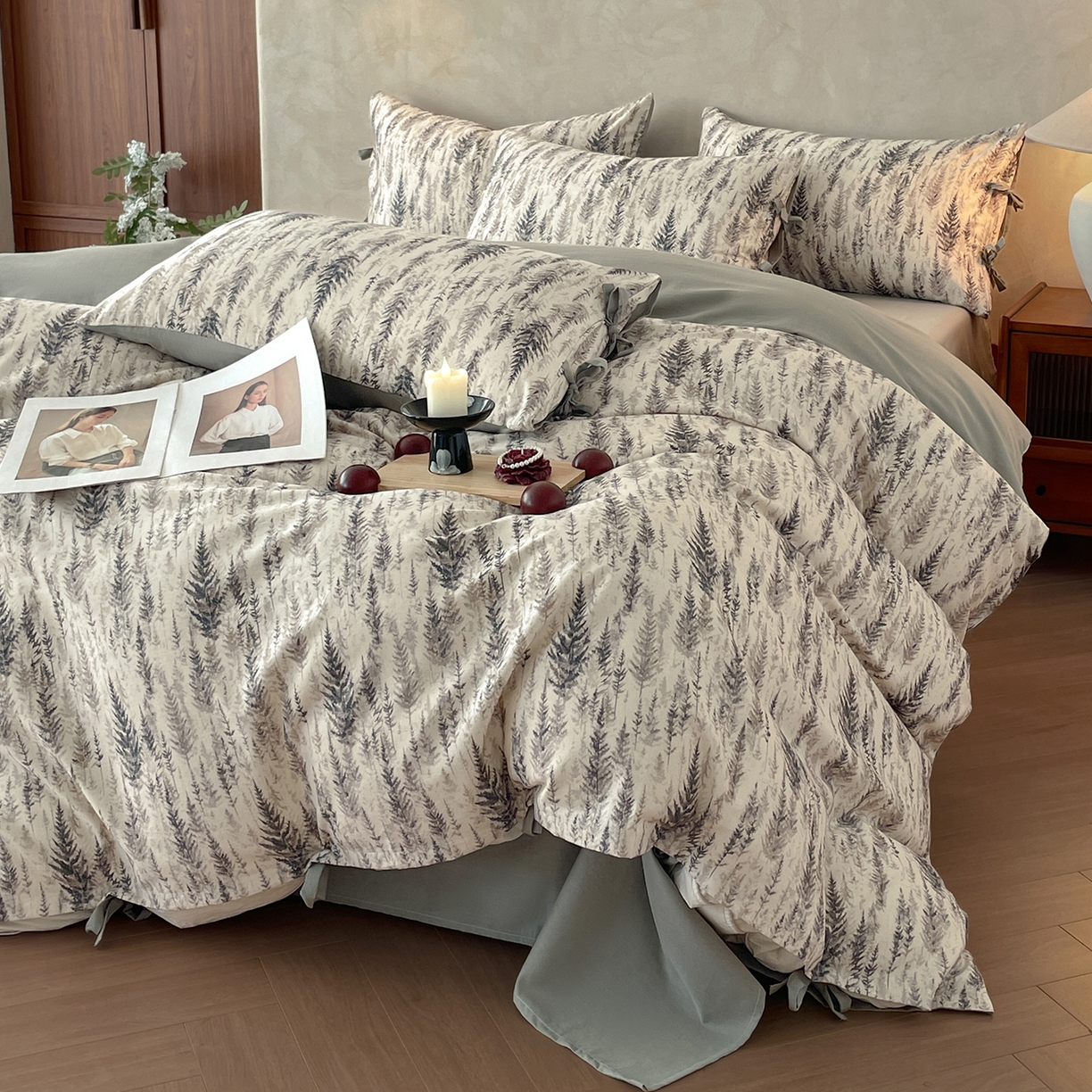 91家纺网 家纺一手货源 找家纺 （总）沐棉家居 2026春夏新款绑带蝴蝶结棉麻四件套