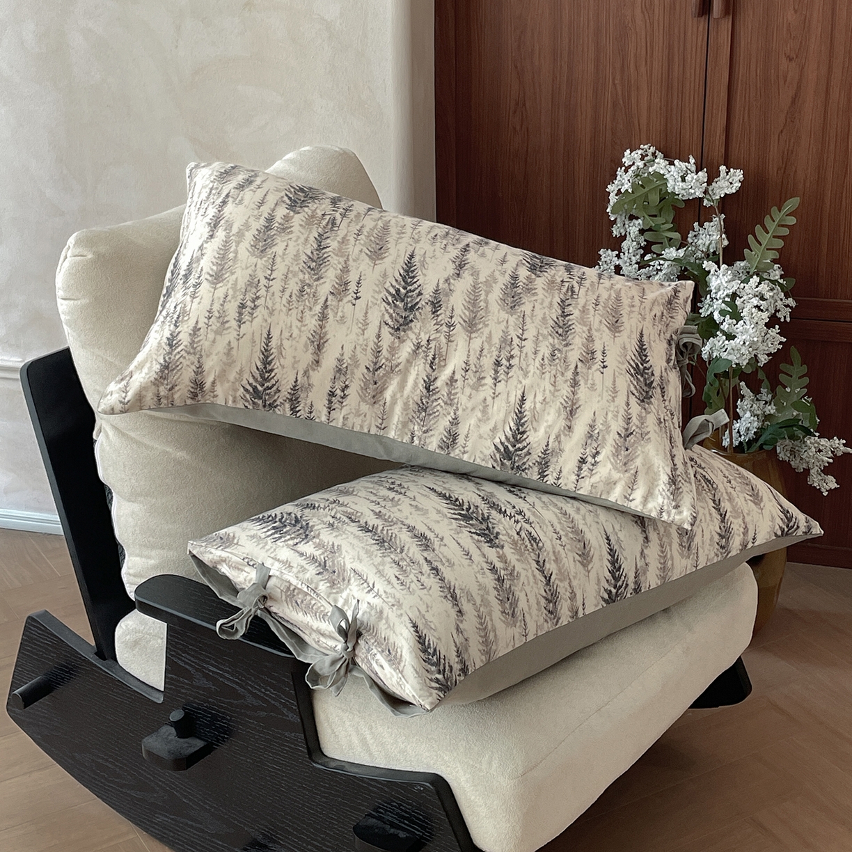 91家纺网 家纺一手货源 找家纺 沐棉家居 2026春夏新款绑带蝴蝶结棉麻四件套 觅森