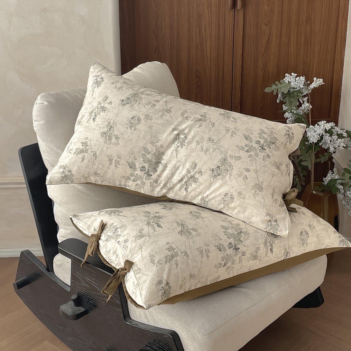 91家纺网 家纺一手货源 找家纺 沐棉家居 2026春夏新款绑带蝴蝶结棉麻四件套 暮色