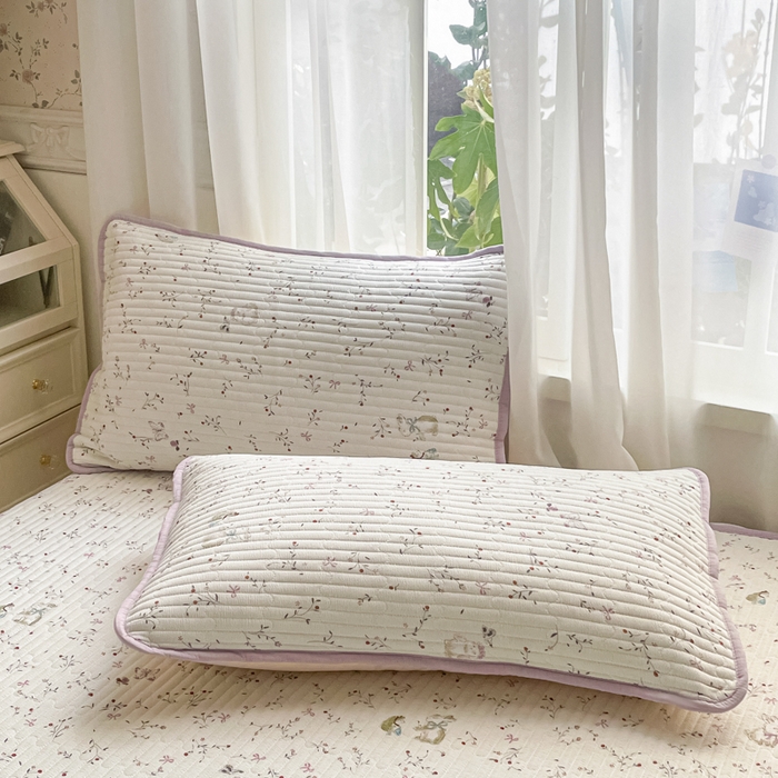 91家纺网 家纺一手货源 找家纺 云玲时尚 2026新款A类云感双层纱7A抗菌床盖夏被四件套系列 芋泥小兔