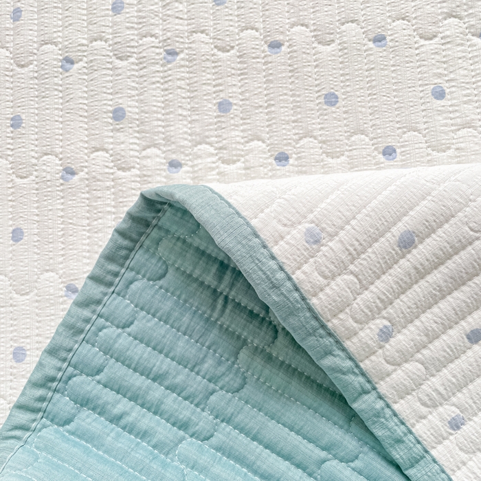 91家纺网 家纺一手货源 找家纺 云玲时尚 2026新款A类云感双层纱7A抗菌床盖夏被四件套系列 海盐波波