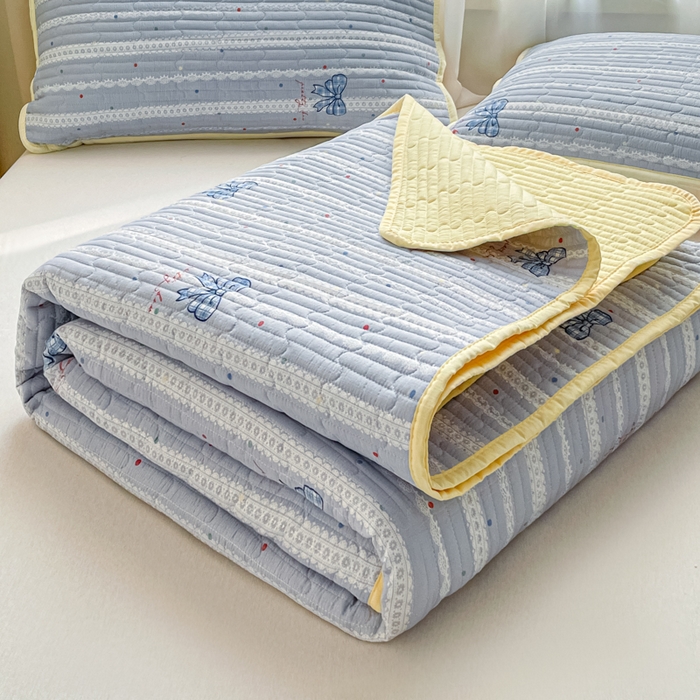 91家纺网 家纺一手货源 找家纺 云玲时尚 2026新款A类云感双层纱7A抗菌床盖夏被四件套系列 碟织