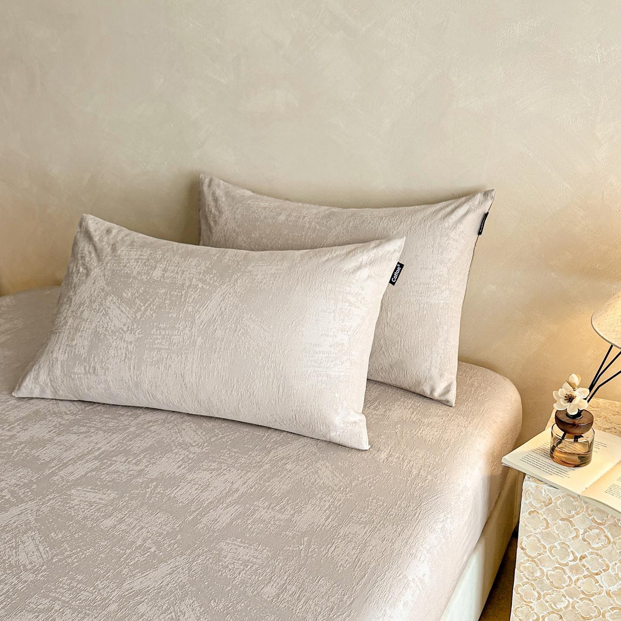 涵宸家纺 2026新款全棉提花里拉系列单枕套 枕套-雾絮-灰