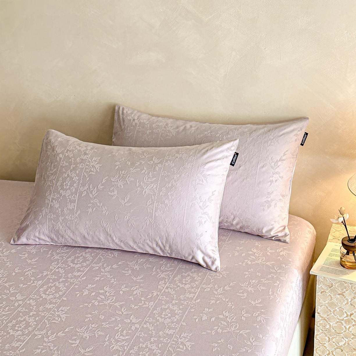 涵宸家纺 2026新款全棉提花里拉系列单枕套 枕套-沁语-紫