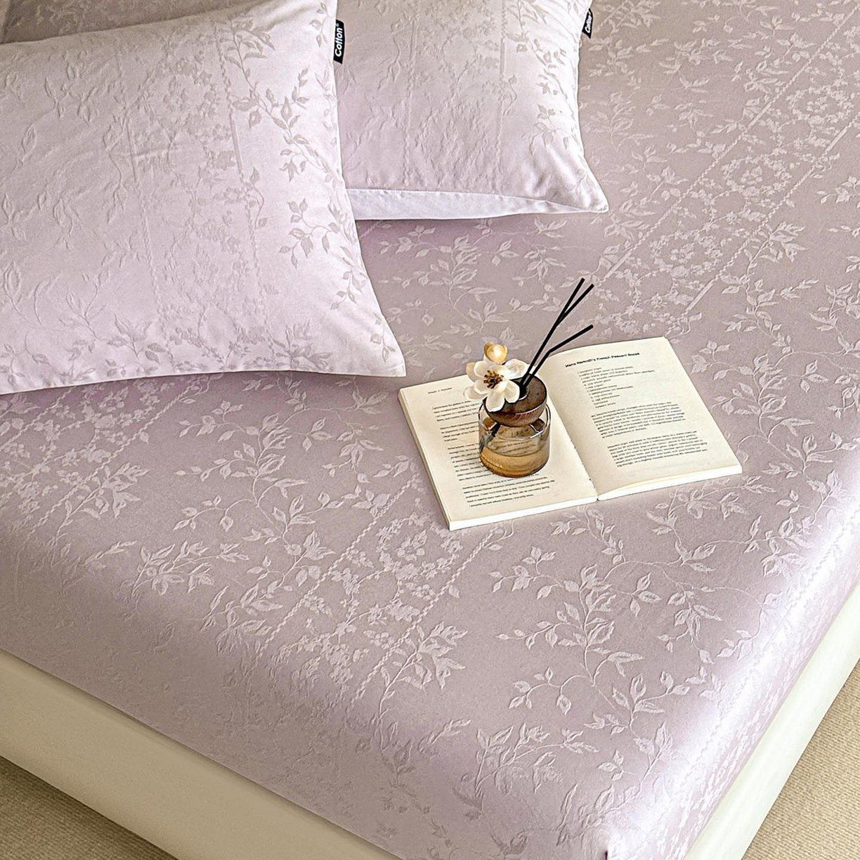 91家纺网 家纺一手货源 找家纺 涵宸家纺 2026新款全棉提花里拉系列单枕套 枕套-沁语-紫