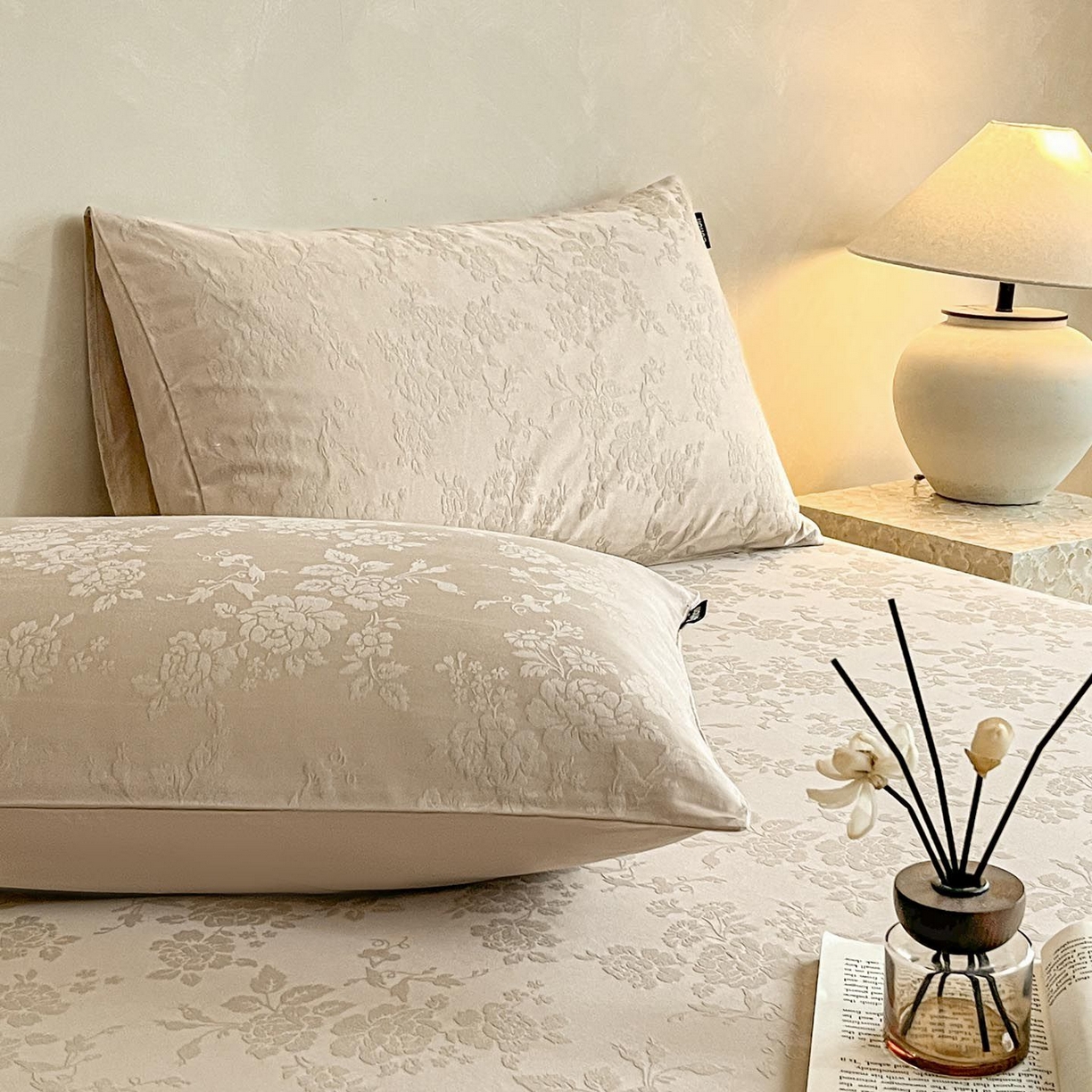 91家纺网 家纺一手货源 找家纺 涵宸家纺 2026新款全棉提花里拉系列单枕套 枕套-山慕色