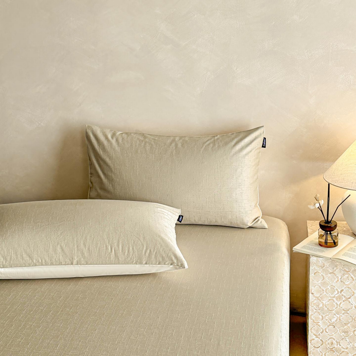 91家纺网 家纺一手货源 找家纺 涵宸家纺 2026新款全棉提花里拉系列单枕套 枕套-凌维-绿