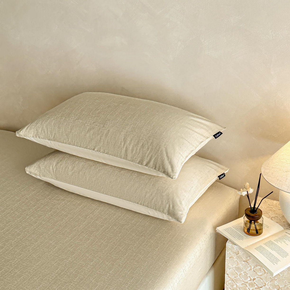 91家纺网 家纺一手货源 找家纺 涵宸家纺 2026新款全棉提花里拉系列单枕套 枕套-凌维-绿