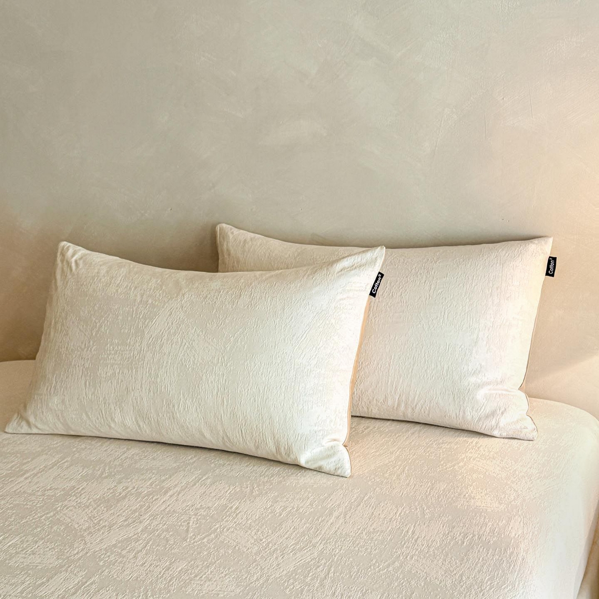 涵宸家纺 2026新款全棉提花里拉系列单枕套 枕套-雾絮-奶白