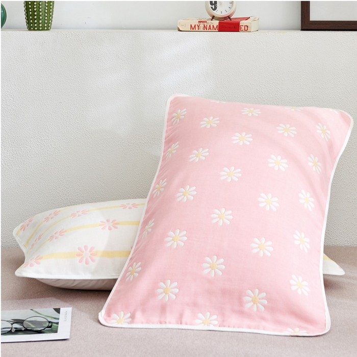 91家纺网 家纺一手货源 找家纺 （总）朴尔家纺-毛巾被 2026新款六层纱布全棉循环小花型枕巾