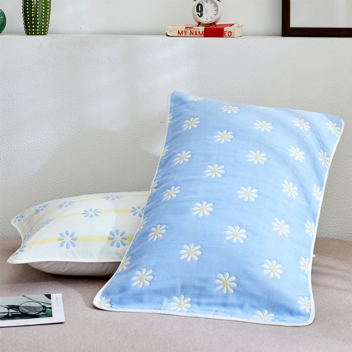 91家纺网 家纺一手货源 找家纺 （总）朴尔家纺-毛巾被 2026新款六层纱布全棉循环小花型枕巾