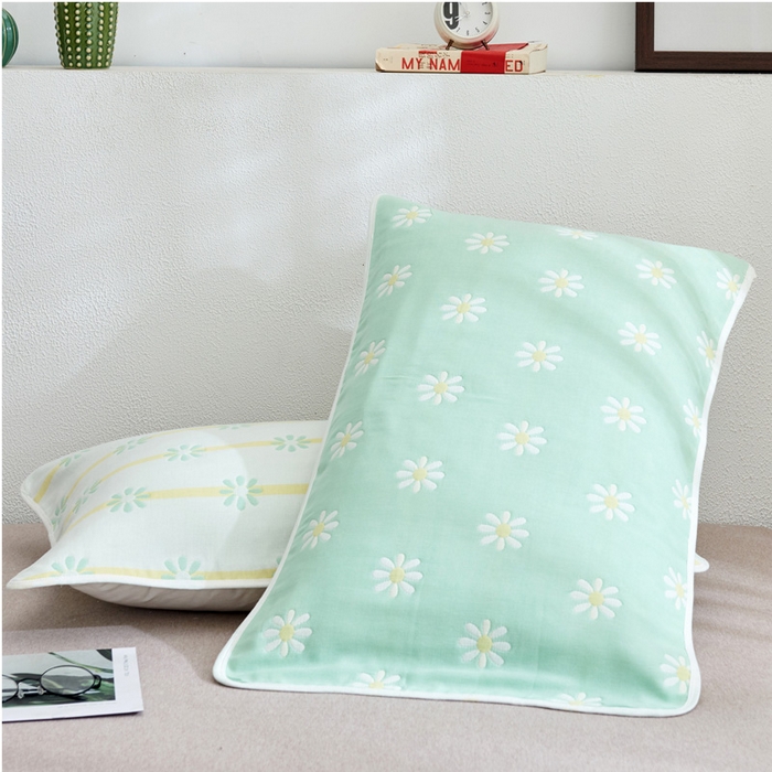 91家纺网 家纺一手货源 找家纺 （总）朴尔家纺-毛巾被 2026新款六层纱布全棉循环小花型枕巾