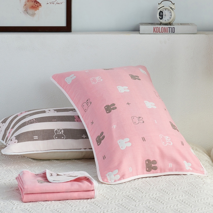 91家纺网 家纺一手货源 找家纺 （总）朴尔家纺-毛巾被 2026新款六层纱布全棉循环小花型枕巾