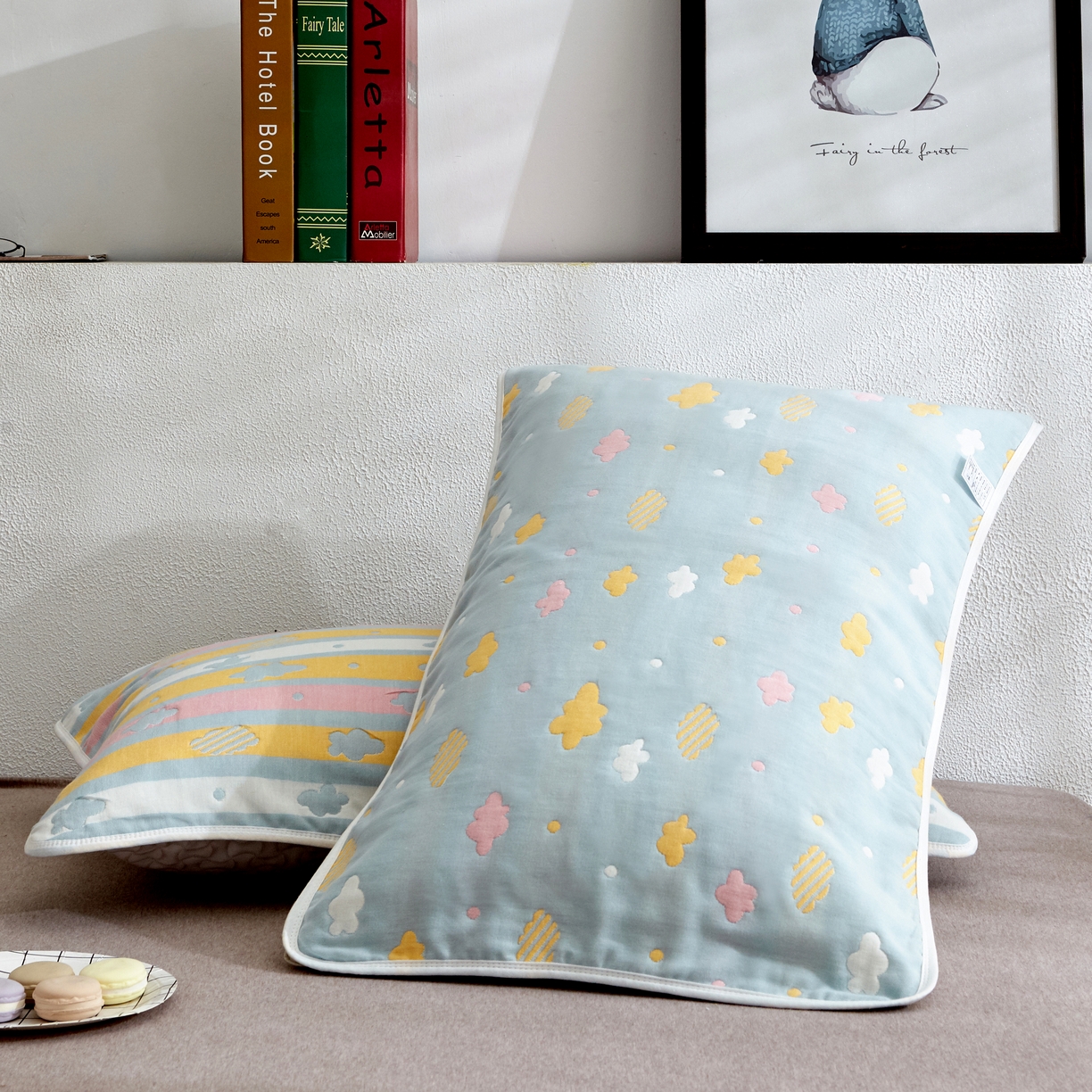 91家纺网 家纺一手货源 找家纺 （总）朴尔家纺-毛巾被 2026新款六层纱布全棉循环小花型枕巾