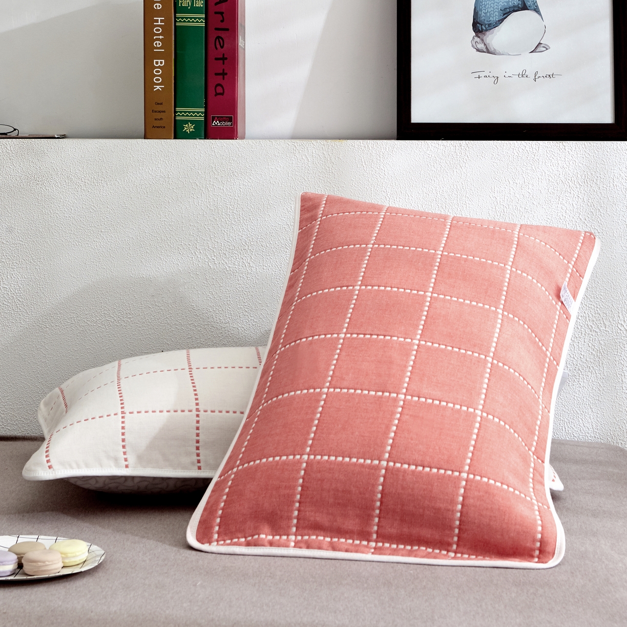 91家纺网 家纺一手货源 找家纺 （总）朴尔家纺-毛巾被 2026新款六层纱布全棉循环小花型枕巾