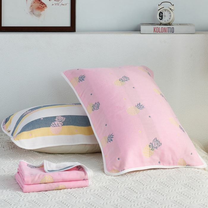 91家纺网 家纺一手货源 找家纺 （总）朴尔家纺-毛巾被 2026新款六层纱布全棉循环小花型枕巾