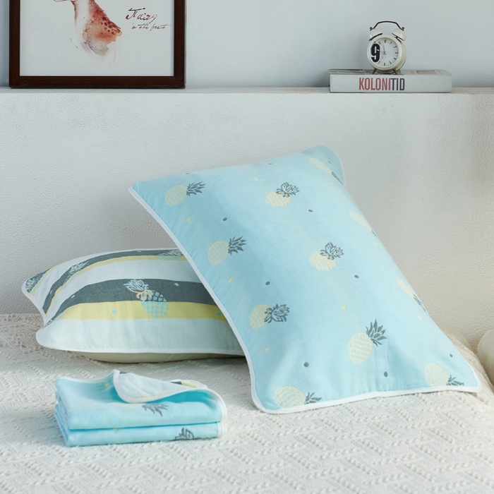 91家纺网 家纺一手货源 找家纺 （总）朴尔家纺-毛巾被 2026新款六层纱布全棉循环小花型枕巾