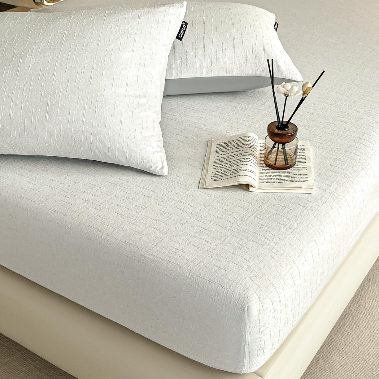 91家纺网 家纺一手货源 找家纺 涵宸家纺 2026新款全棉提花里拉系列单床笠 床笠-凌维-灰