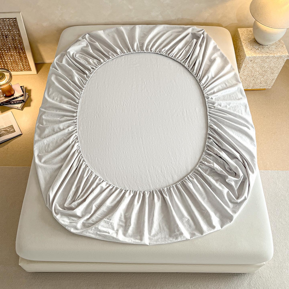 91家纺网 家纺一手货源 找家纺 涵宸家纺 2026新款全棉提花里拉系列单床笠 床笠-凌维-灰