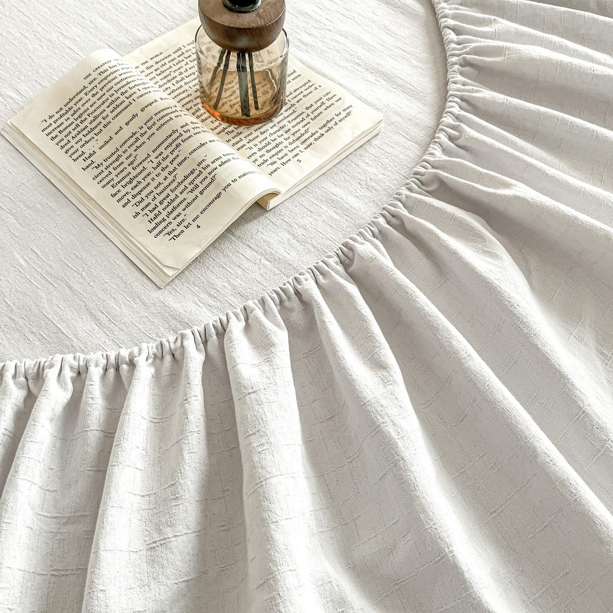 91家纺网 家纺一手货源 找家纺 涵宸家纺 2026新款全棉提花里拉系列单床笠 床笠-凌维-灰