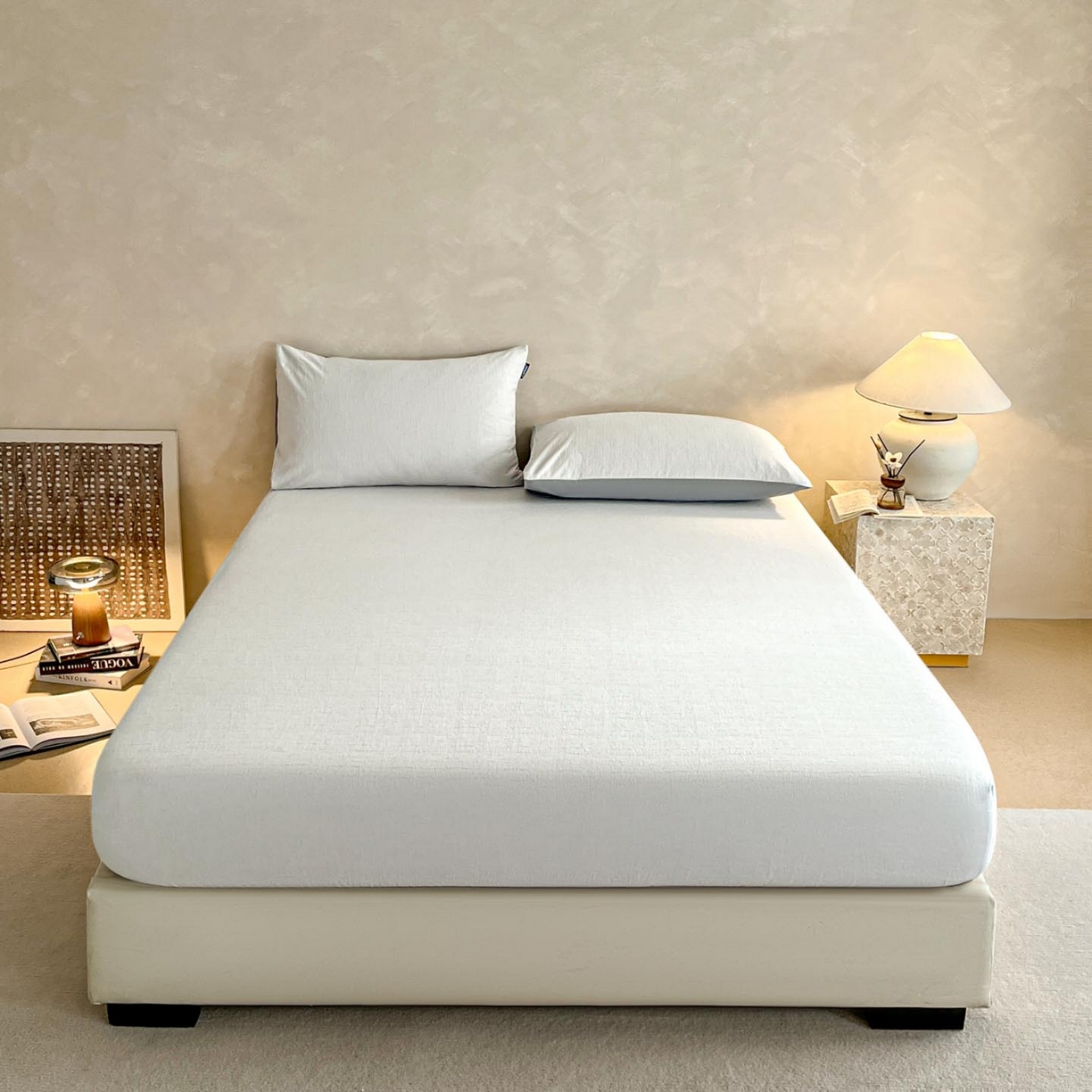 91家纺网 家纺一手货源 找家纺 涵宸家纺 2026新款全棉提花里拉系列单床笠 床笠-凌维-灰