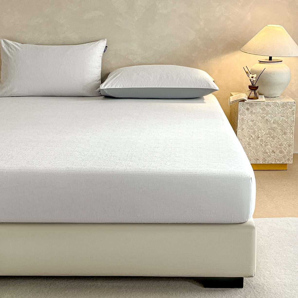 91家纺网 家纺一手货源 找家纺 涵宸家纺 2026新款全棉提花里拉系列单床笠 床笠-凌维-灰