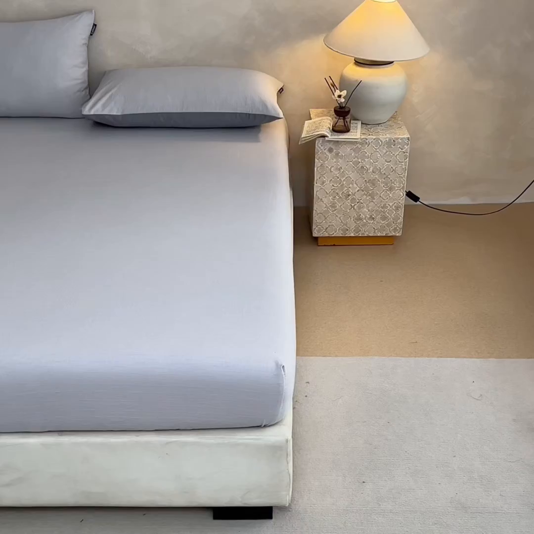 91家纺网 家纺一手货源 找家纺 涵宸家纺 2026新款全棉提花里拉系列单床笠 床笠-凌维-灰