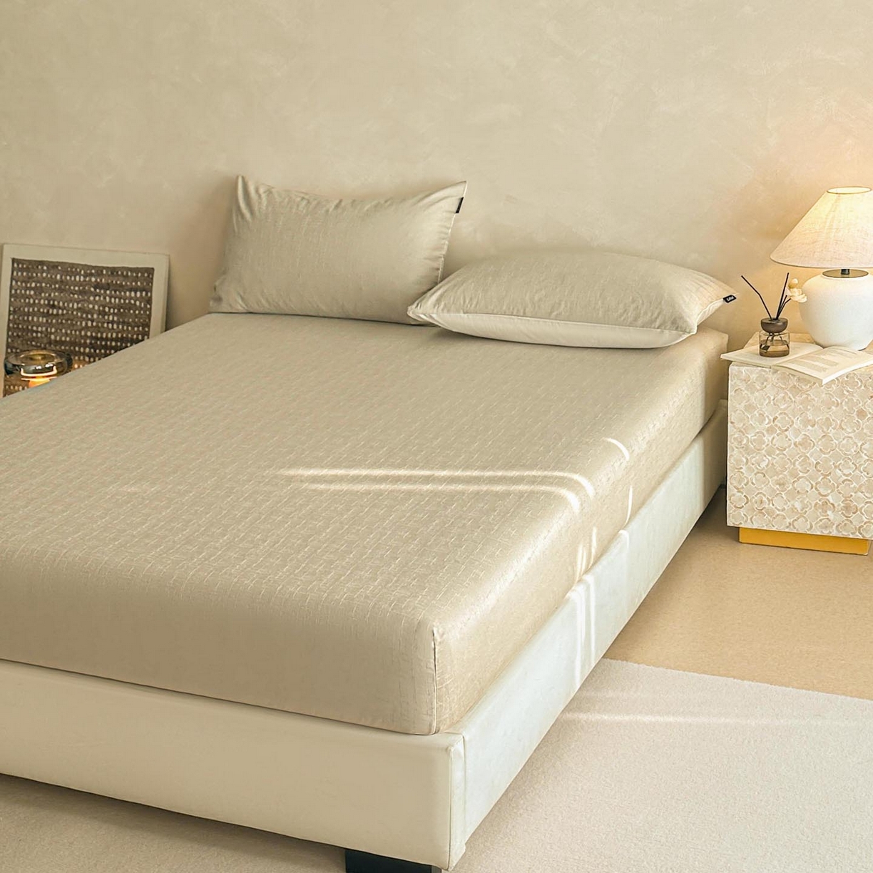 91家纺网 家纺一手货源 找家纺 涵宸家纺 2026新款全棉提花里拉系列单床笠 床笠-凌维-绿