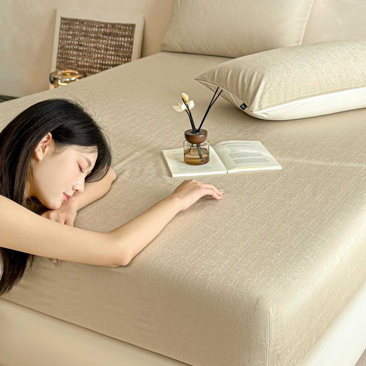 91家纺网 家纺一手货源 找家纺 涵宸家纺 2026新款全棉提花里拉系列单床笠 床笠-凌维-绿