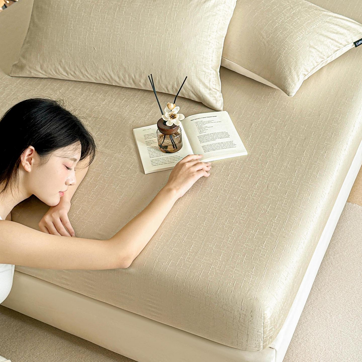 91家纺网 家纺一手货源 找家纺 涵宸家纺 2026新款全棉提花里拉系列单床笠 床笠-凌维-绿