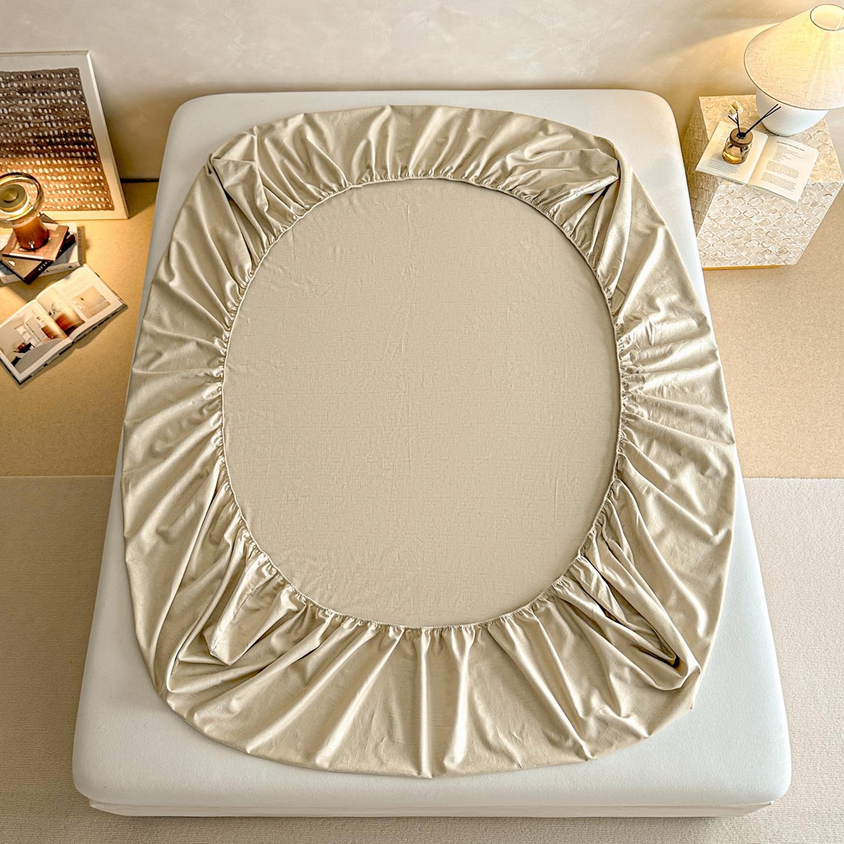 91家纺网 家纺一手货源 找家纺 涵宸家纺 2026新款全棉提花里拉系列单床笠 床笠-凌维-绿