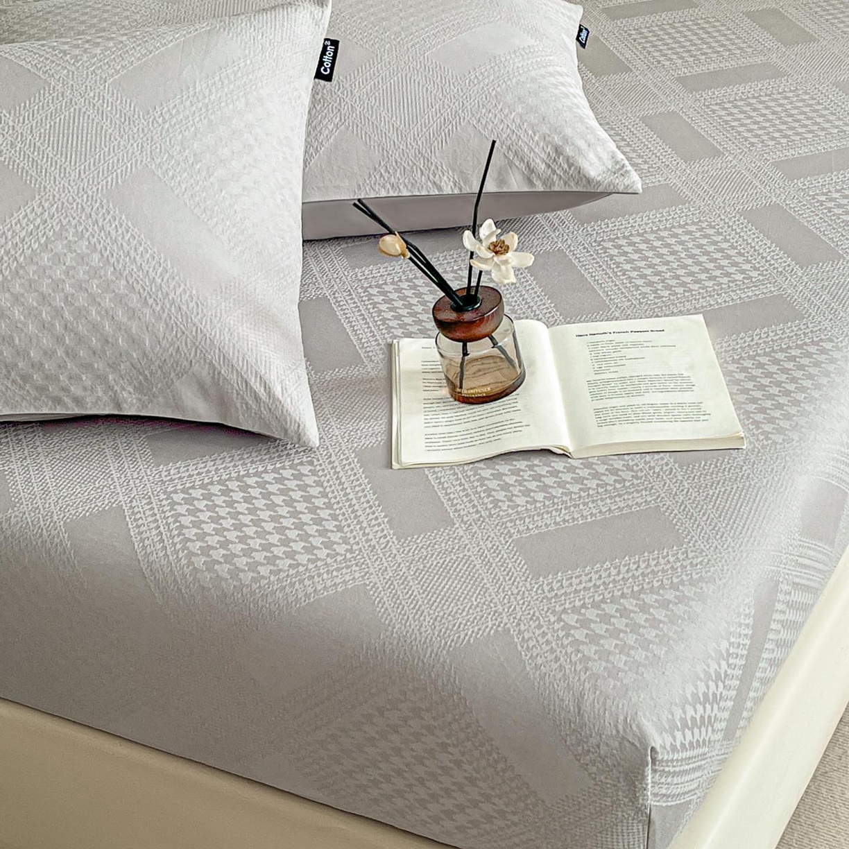 91家纺网 家纺一手货源 找家纺 涵宸家纺 2026新款全棉提花里拉系列单床笠 床笠-千喜格