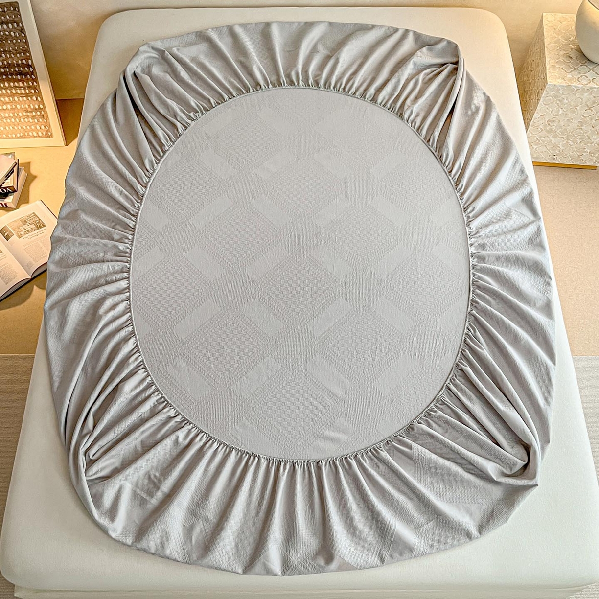 91家纺网 家纺一手货源 找家纺 涵宸家纺 2026新款全棉提花里拉系列单床笠 床笠-千喜格