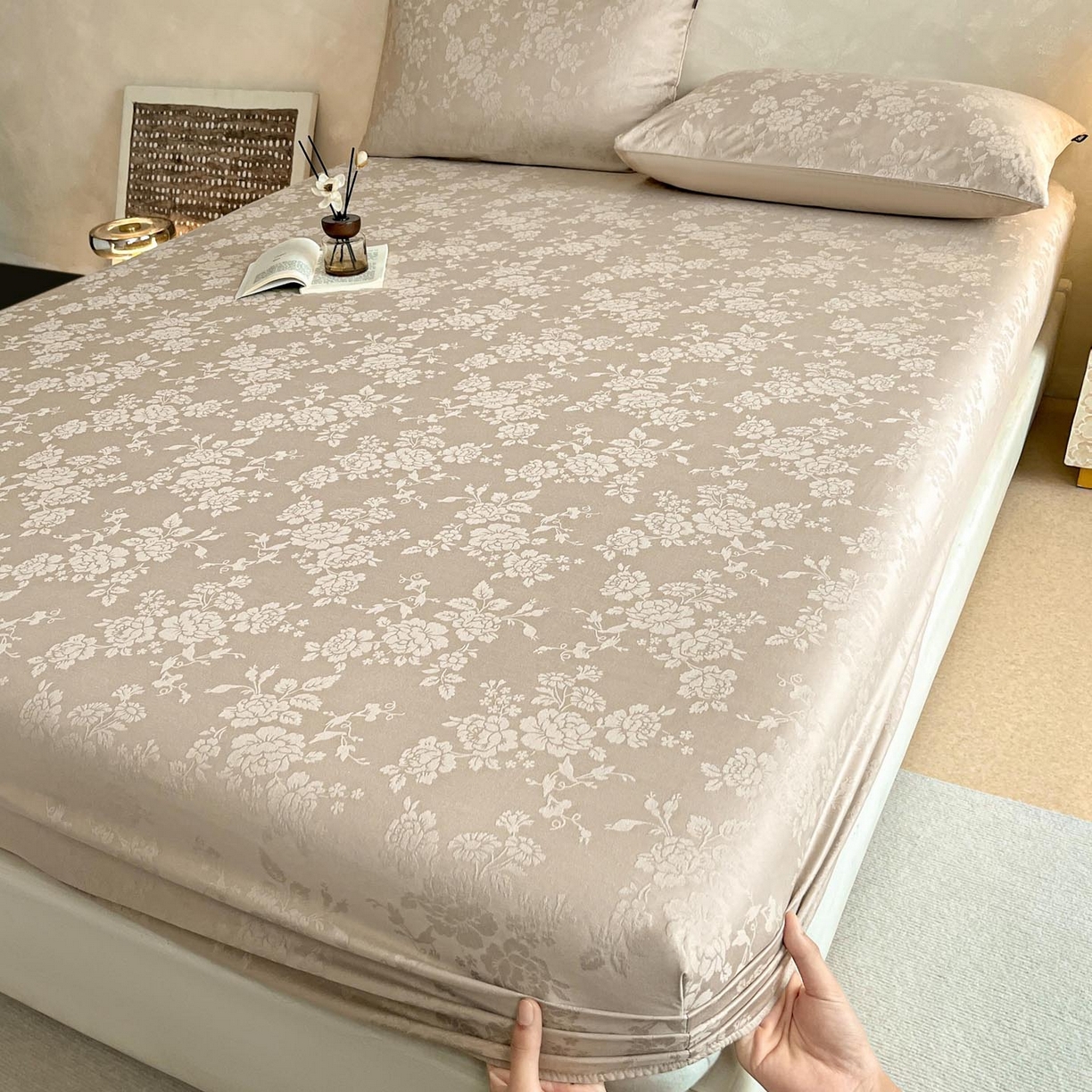 91家纺网 家纺一手货源 找家纺 涵宸家纺 2026新款全棉提花里拉系列单床笠 床笠-山慕色