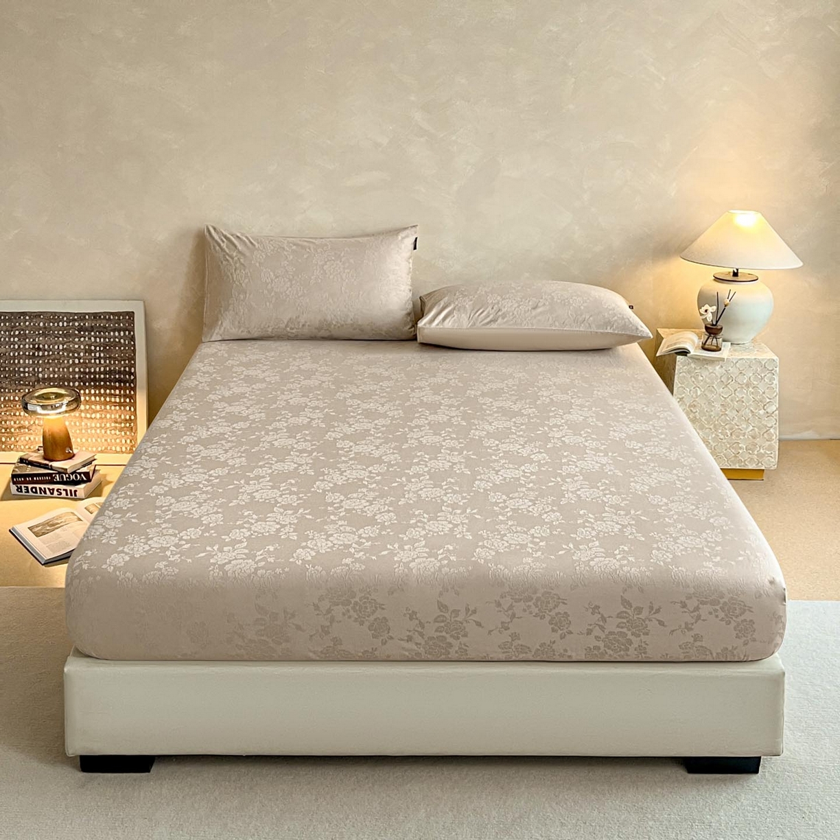 91家纺网 家纺一手货源 找家纺 涵宸家纺 2026新款全棉提花里拉系列单床笠 床笠-山慕色