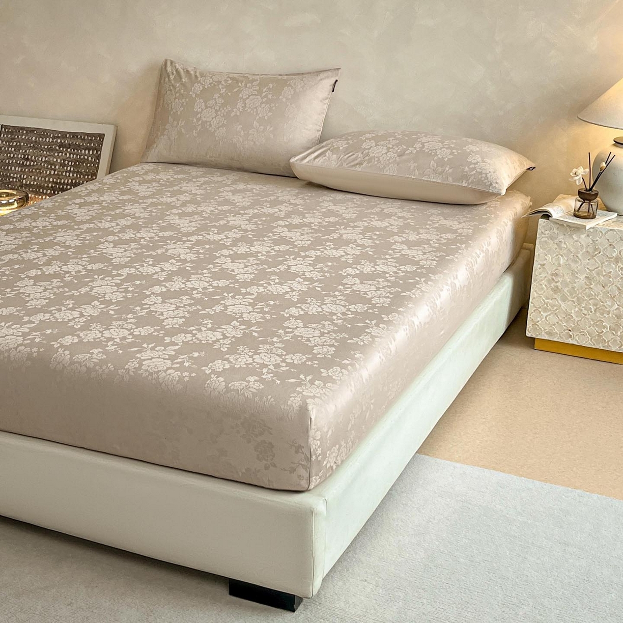 91家纺网 家纺一手货源 找家纺 涵宸家纺 2026新款全棉提花里拉系列单床笠 床笠-山慕色