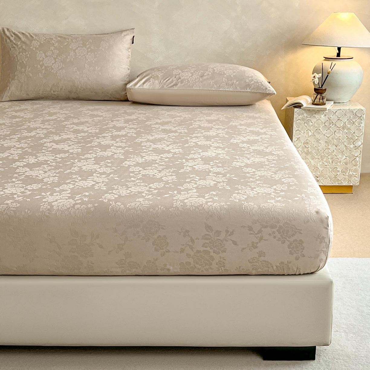 91家纺网 家纺一手货源 找家纺 涵宸家纺 2026新款全棉提花里拉系列单床笠 床笠-山慕色