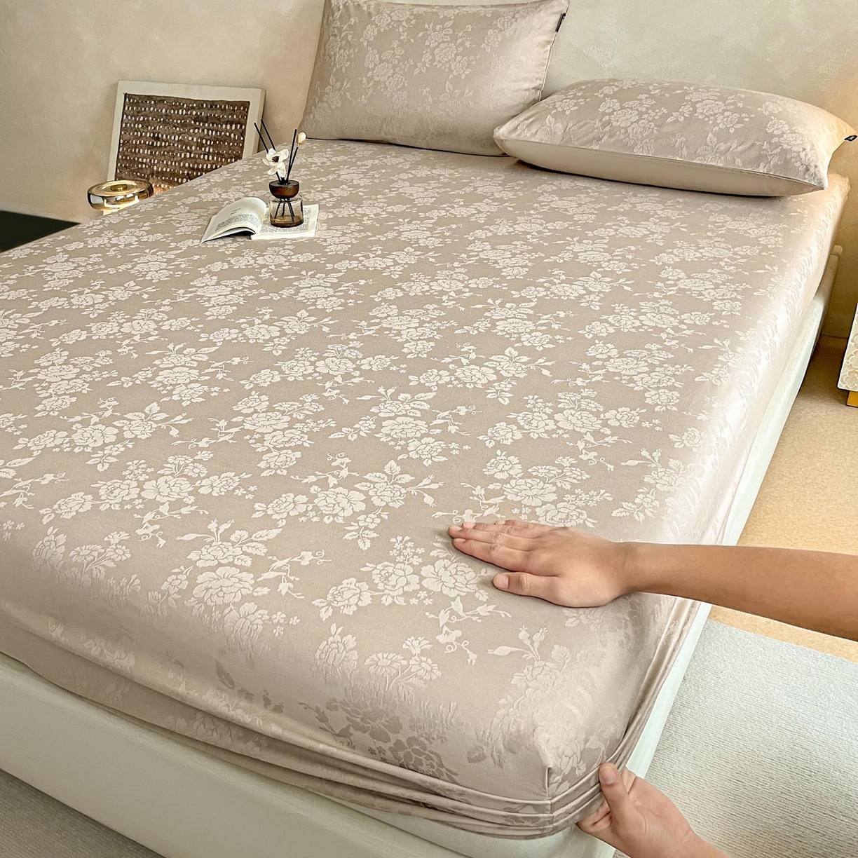 91家纺网 家纺一手货源 找家纺 涵宸家纺 2026新款全棉提花里拉系列单床笠 床笠-山慕色